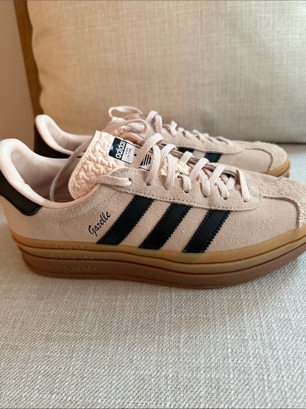 adidas Pink Suede Gazelle Sneakers with Black Stripes - Picture 3 of 8